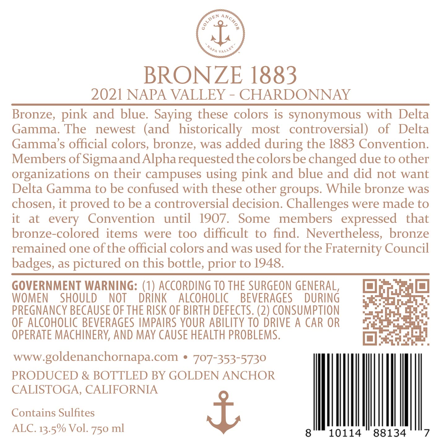 Bronze 1883 - 2021 Chardonnay - Napa Valley