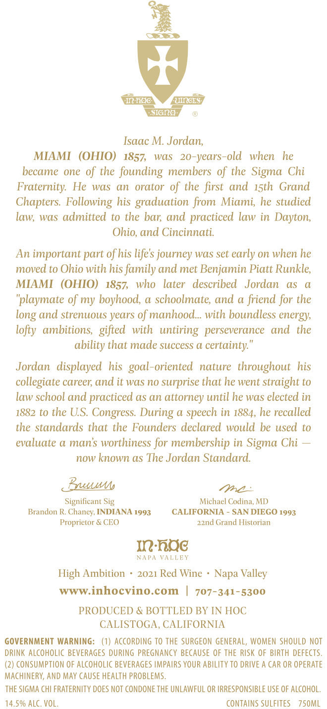 Founders Red - Isaac M. Jordan "High Ambition" - 2021 Red Wine - Napa Valley