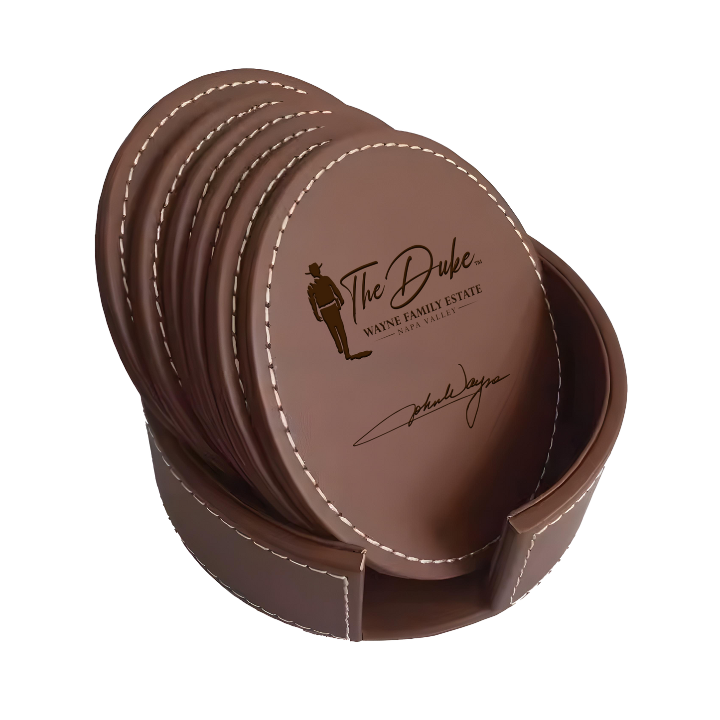 Leather Coaster Set & Holder