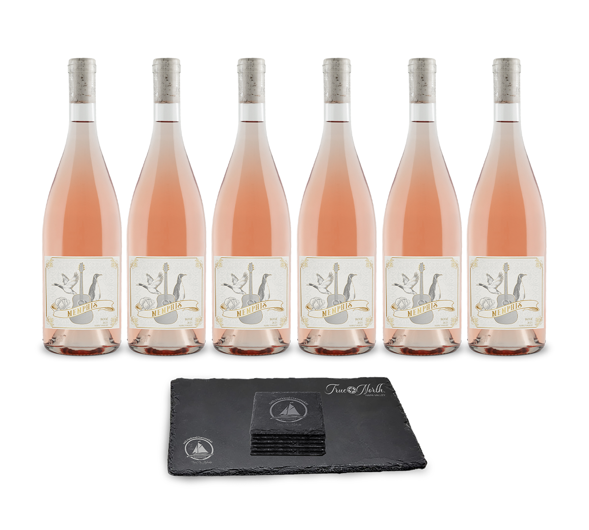 6-Bottle Memphis Rosé w/6 Slate Coasters & Slate Board