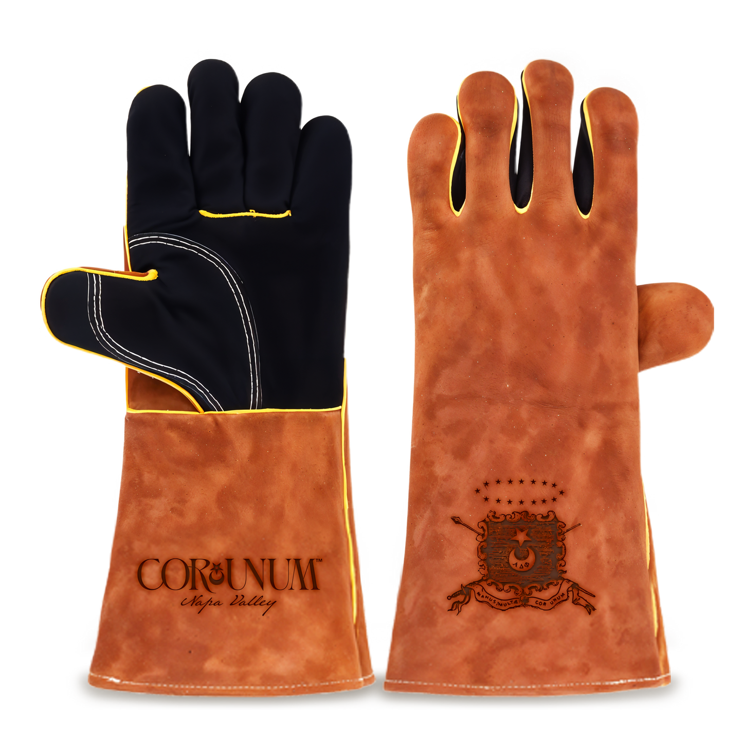 Heat-Resistant Leather Suede BBQ Grilling Gloves