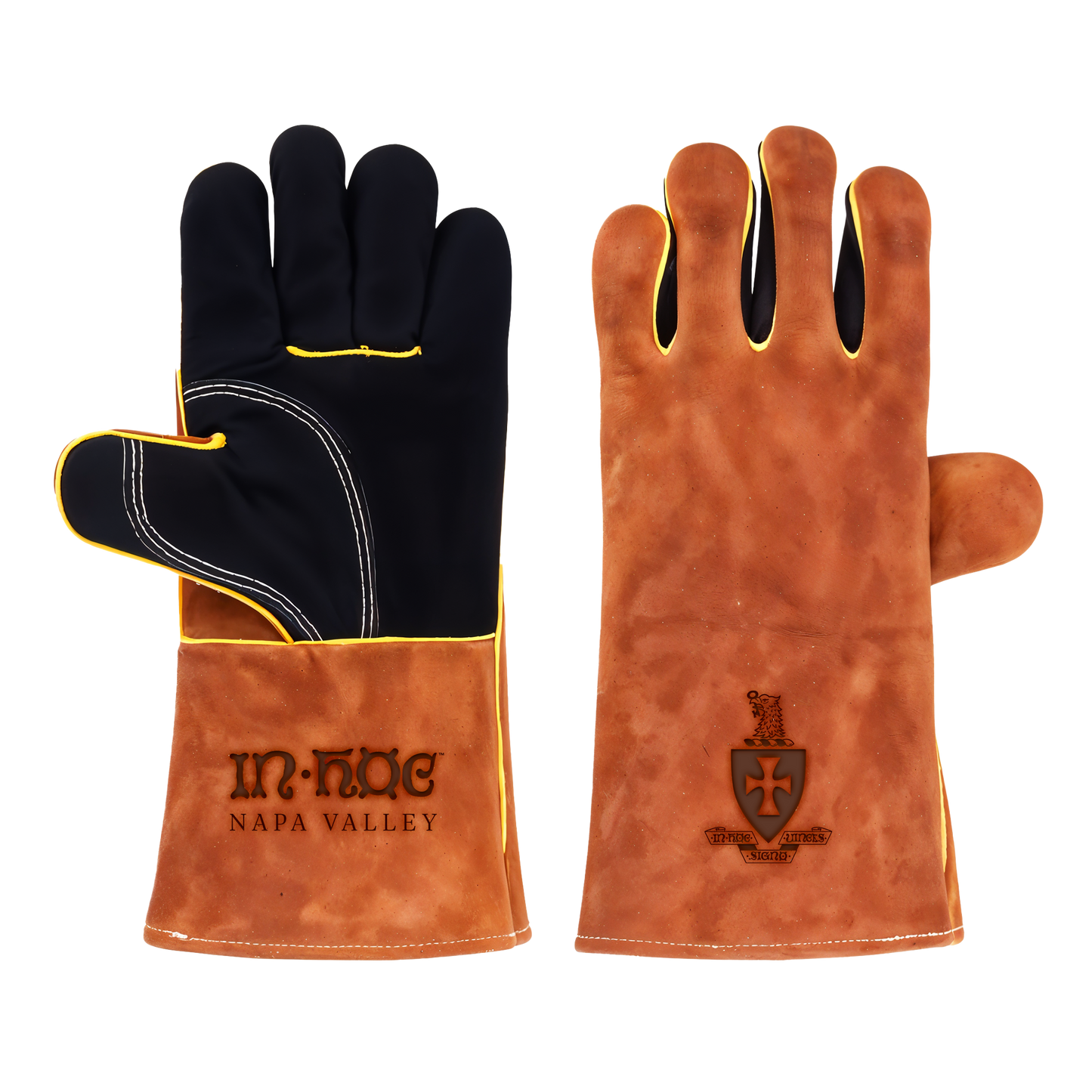 Heat-Resistant Leather Suede BBQ Grilling Gloves