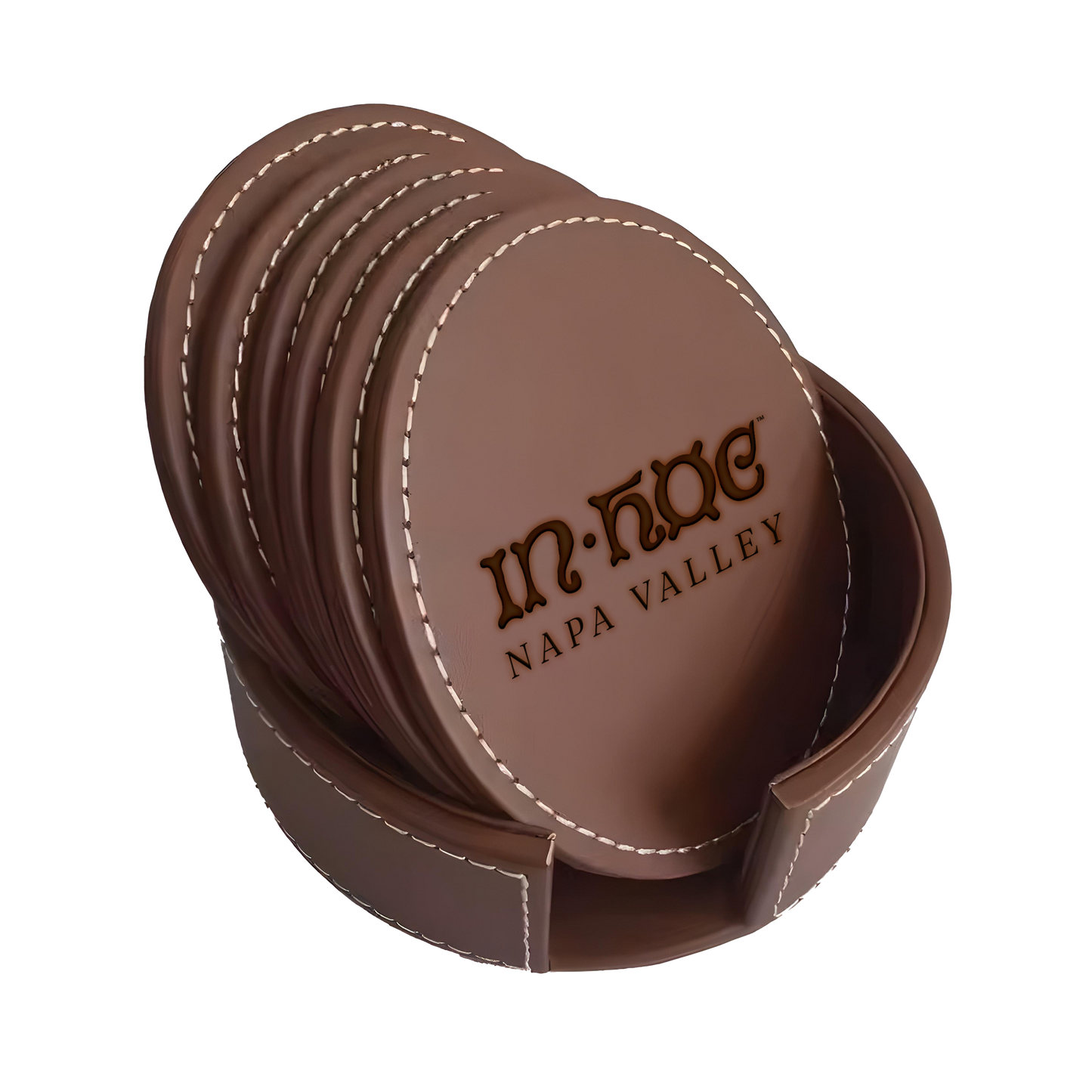 Leather Coaster Set & Holder