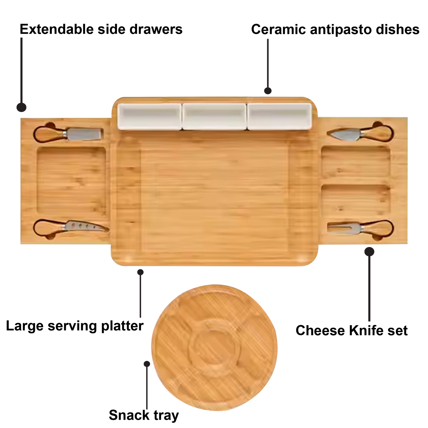 Large Charcuterie & Cheese Board and Knife Set