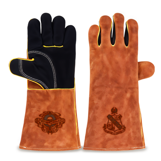 Heat-Resistant Leather Suede BBQ Grilling Gloves
