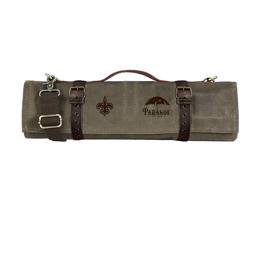 Waxed Canvas Leather BBQ Tool Roll Bag
