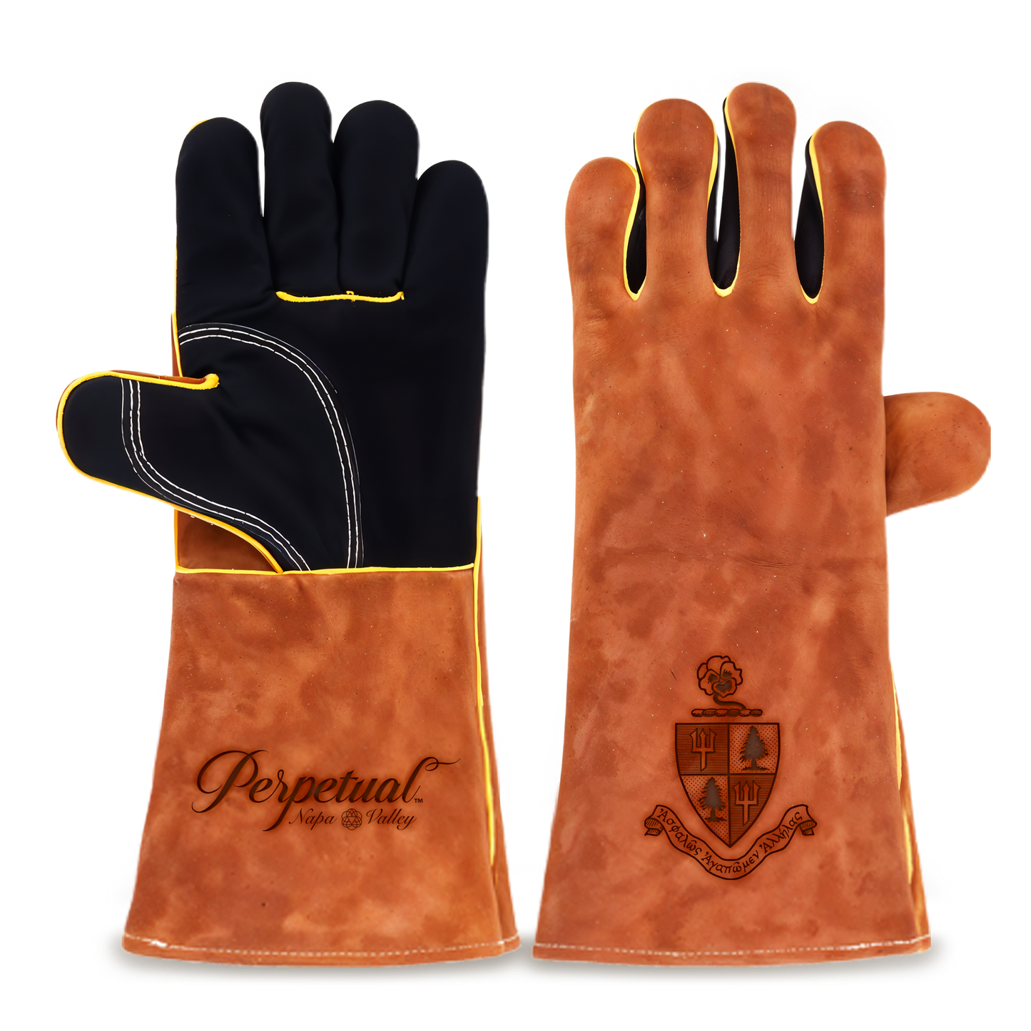 Heat-Resistant Leather Suede BBQ Grilling Gloves