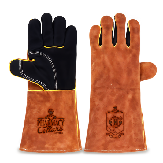 Heat-Resistant Leather Suede BBQ Grilling Gloves