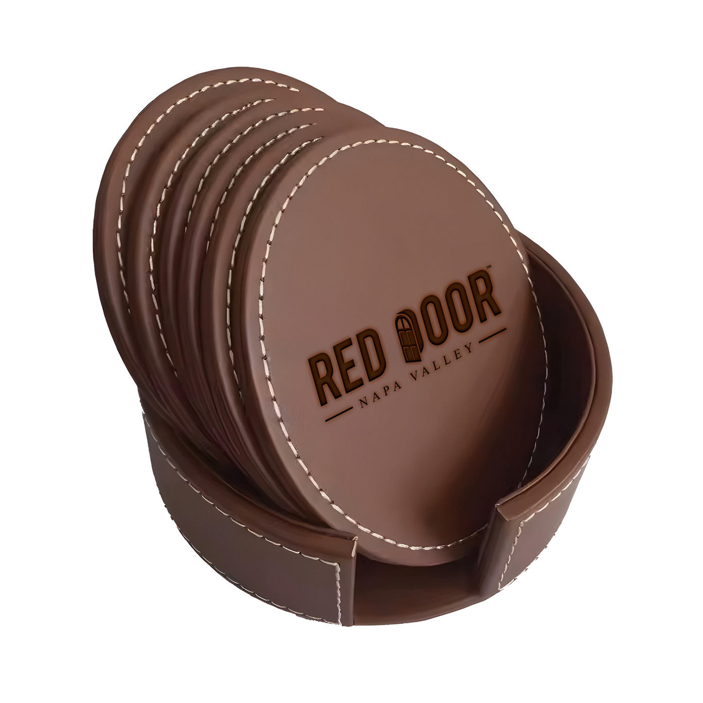 Leather Coaster Set & Holder