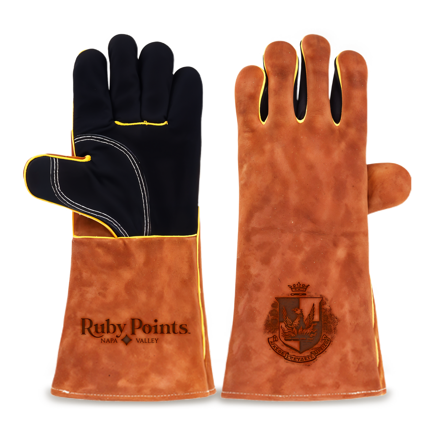 Heat-Resistant Leather Suede BBQ Grilling Gloves