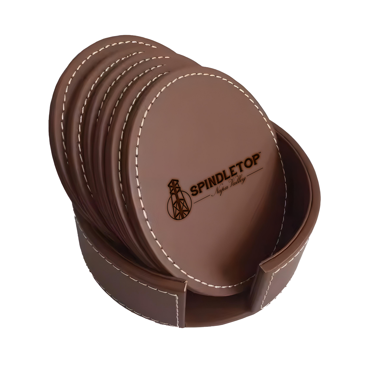 Leather Coaster Set & Holder
