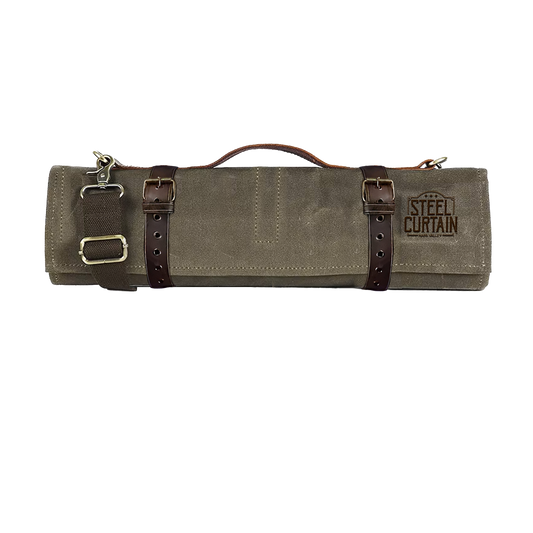 Waxed Canvas Leather BBQ Tool Roll Bag