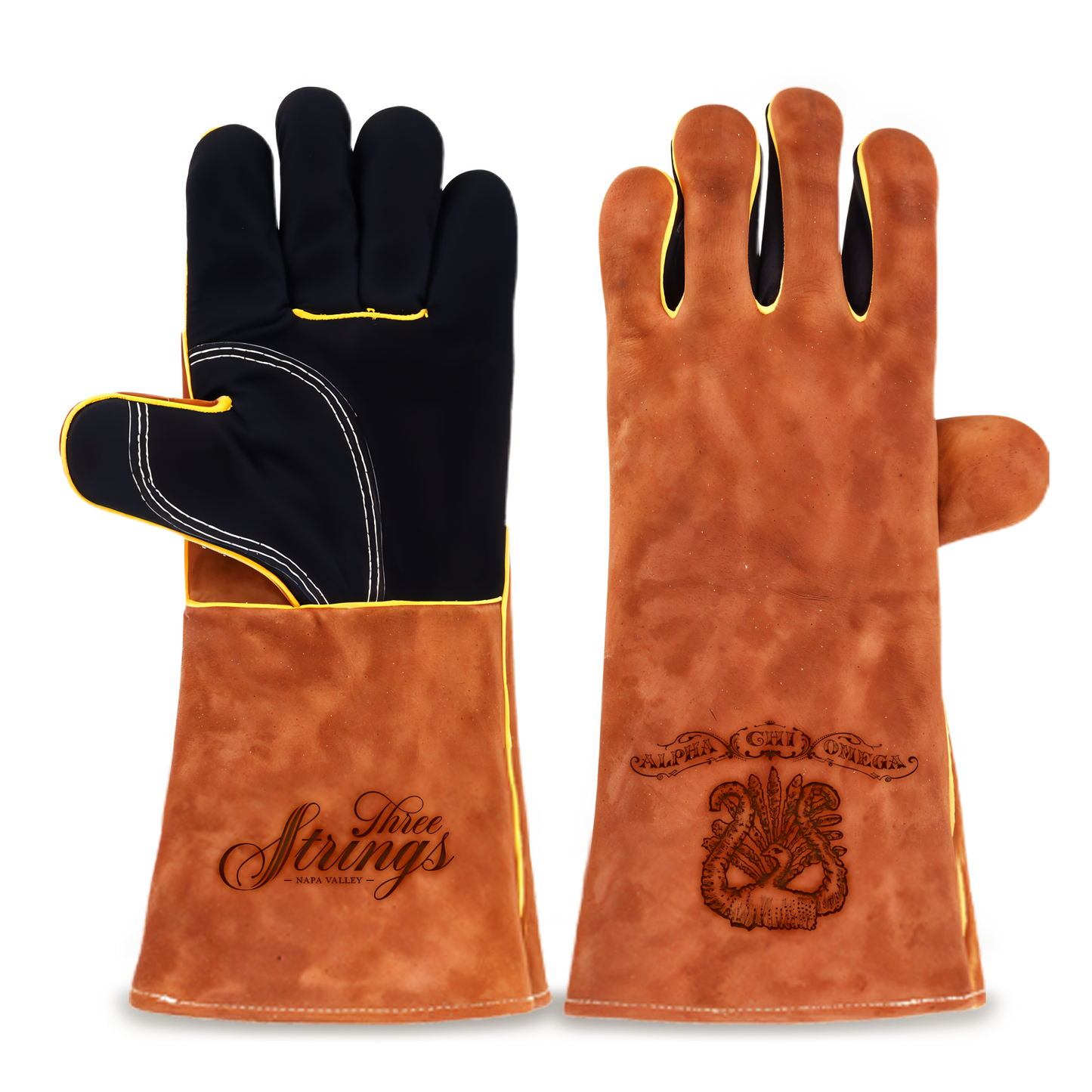 Heat-Resistant Leather Suede BBQ Grilling Gloves