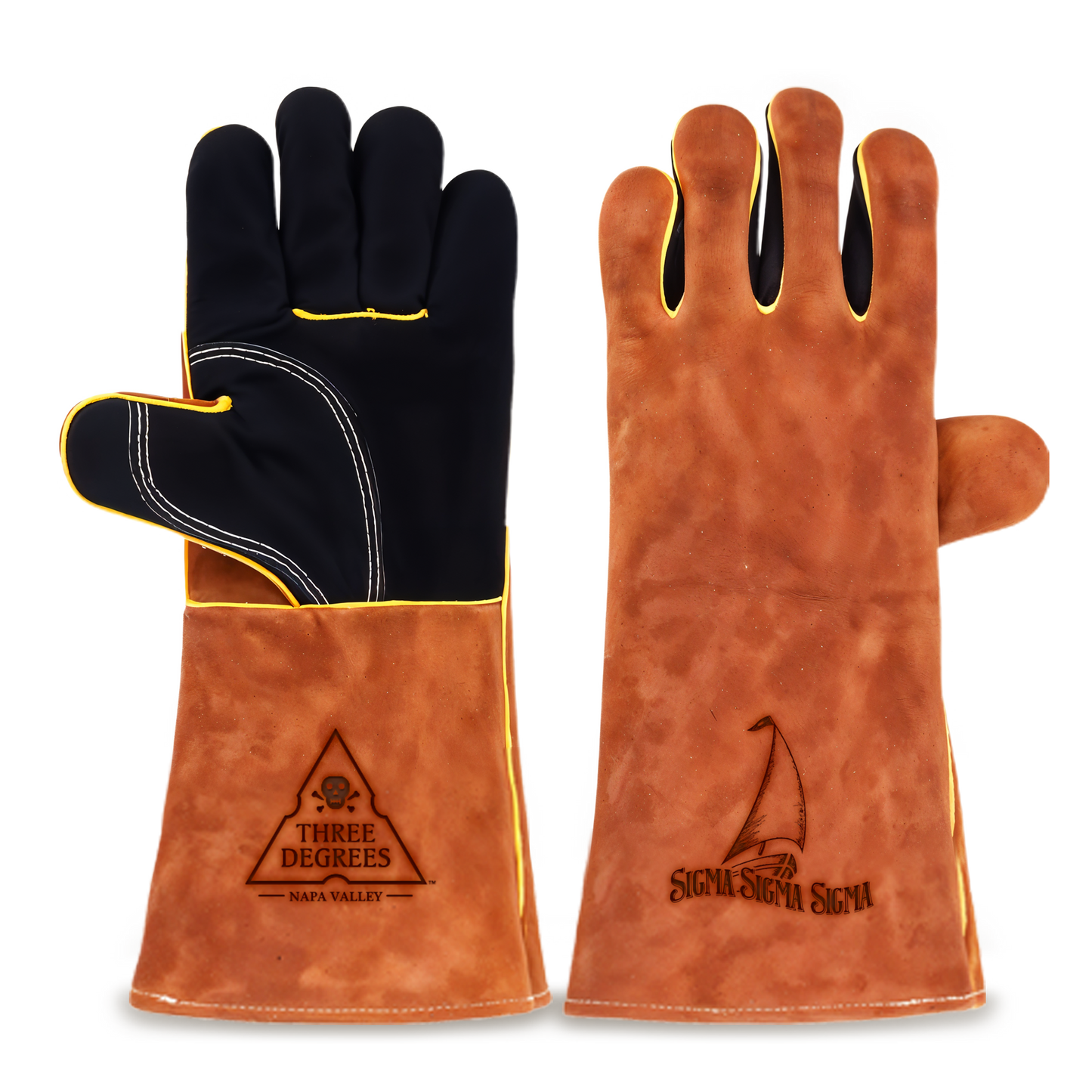 Heat-Resistant Leather Suede BBQ Grilling Gloves