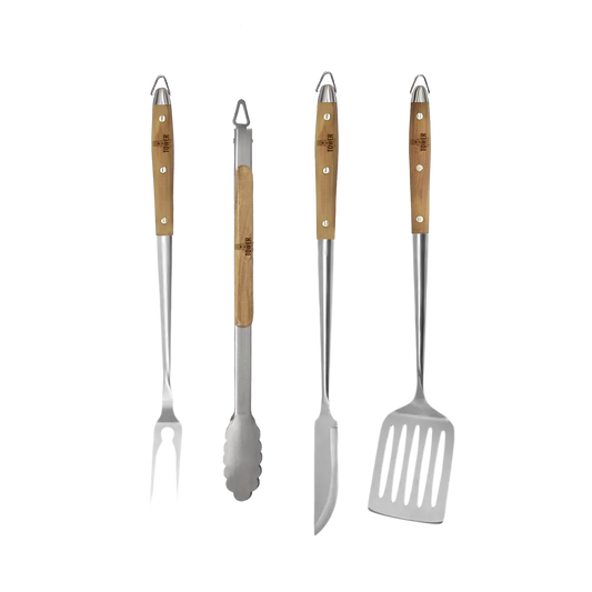 Heavy-Duty Rose Wood BBQ Grilling Tools Set