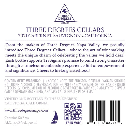 Three Degrees Cellars - 2021 Cabernet Sauvignon - California