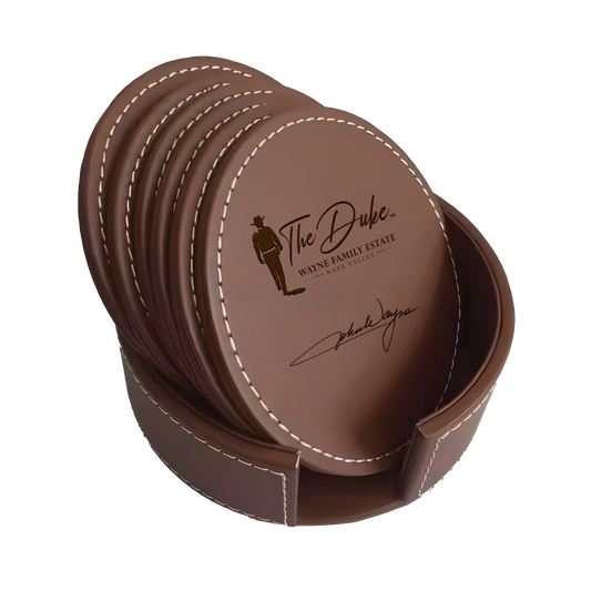 Leather Coaster Set & Holder