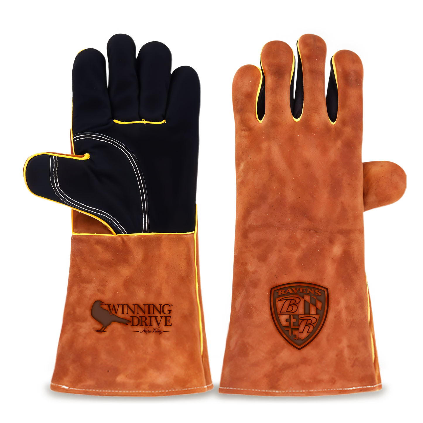 Heat-Resistant Leather Suede BBQ Grilling Gloves