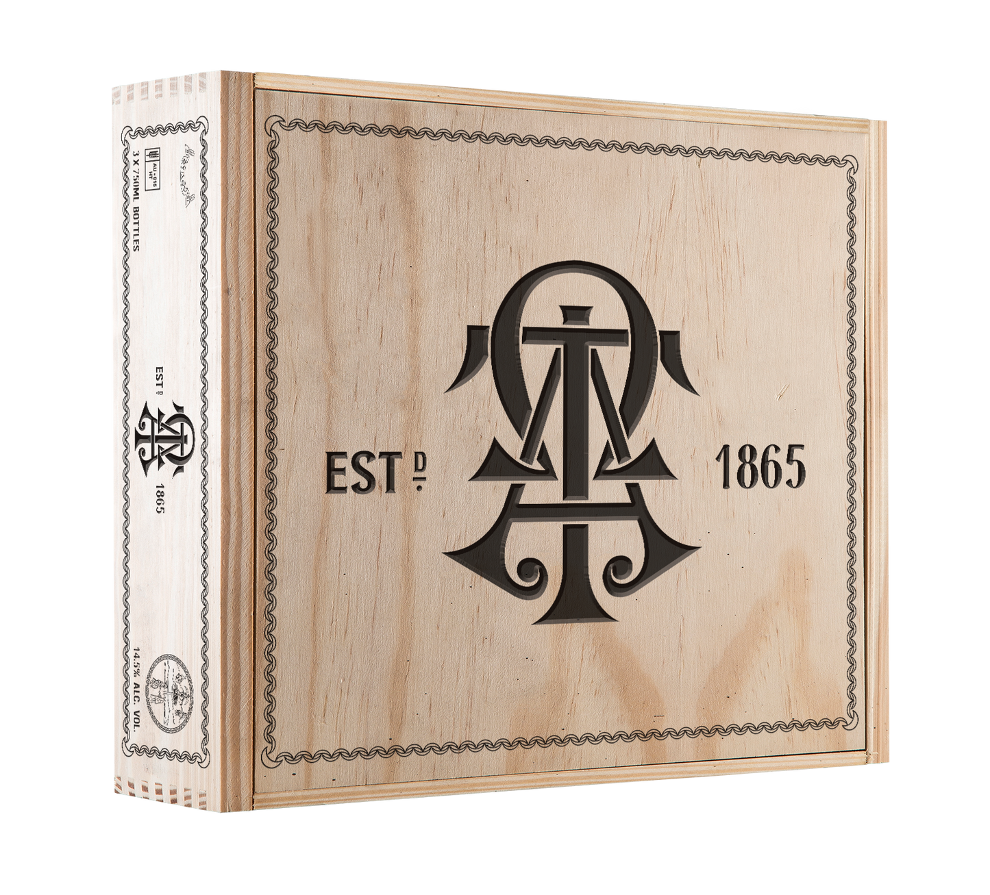 3-Bottle Wood Crate